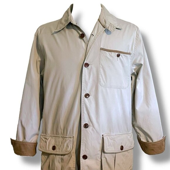 Orvis Mens Chore Coat Sz Medium Khaki Tan Barn Jacket Field Utility Mesh Lined - Picture 3 of 11